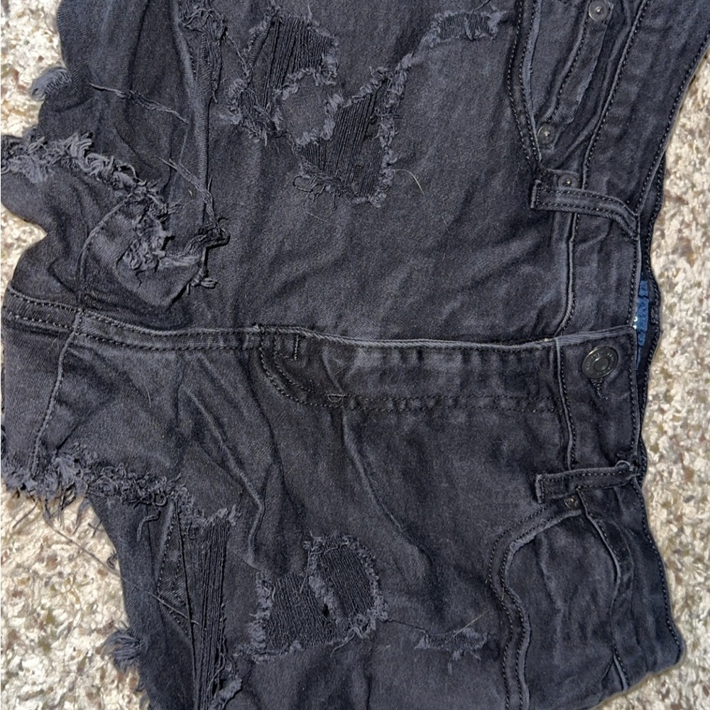 Distressed Black Jean Shorts